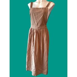 Tan 100% Cotton Bib Apron Pinafore Skirt Style
